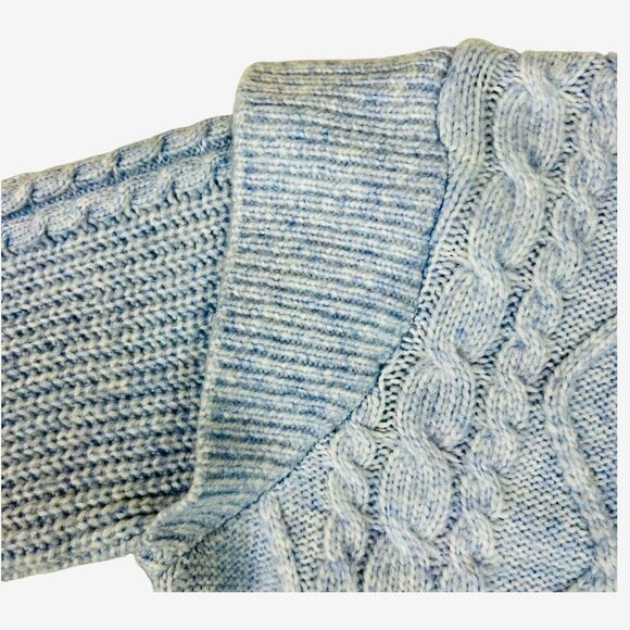 Sincerely Jules blue sweater cable knit ruffle shoulder Small - Picture 5 of 10